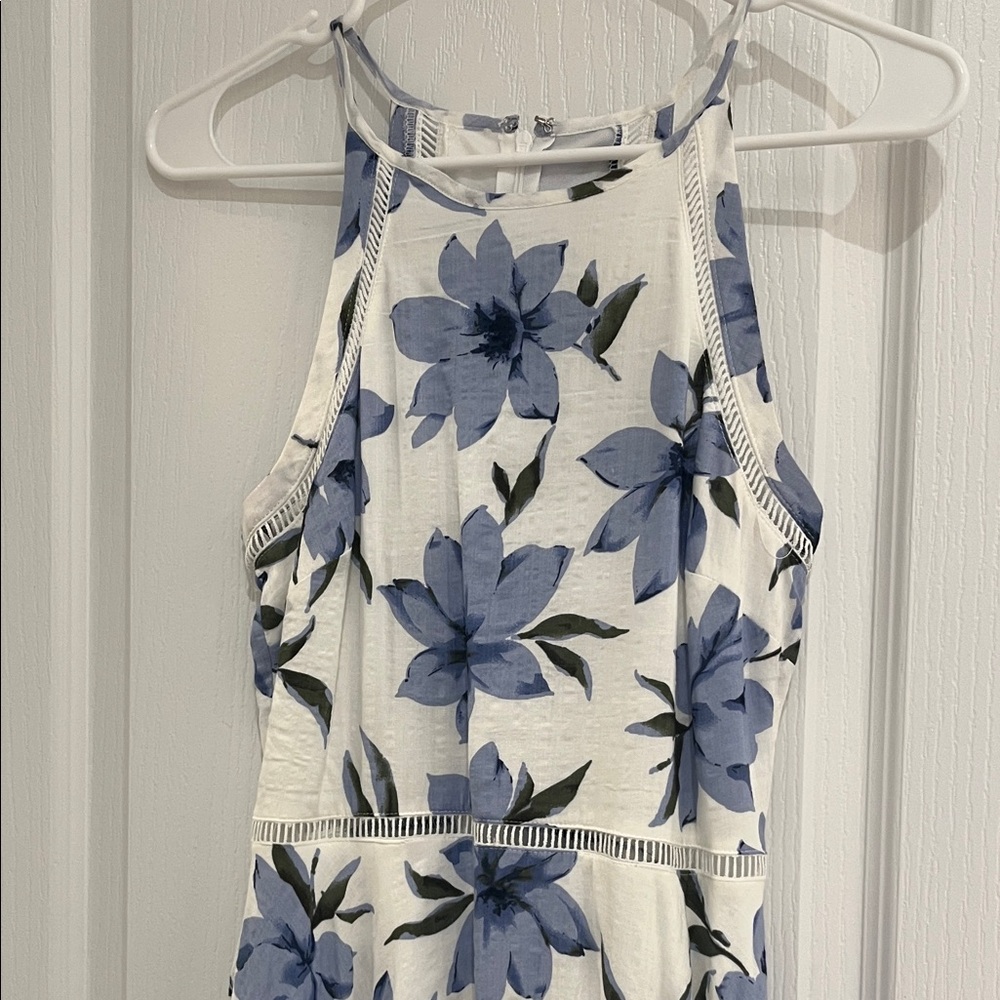 Lulu's Blue and White Floral Halter Dress
